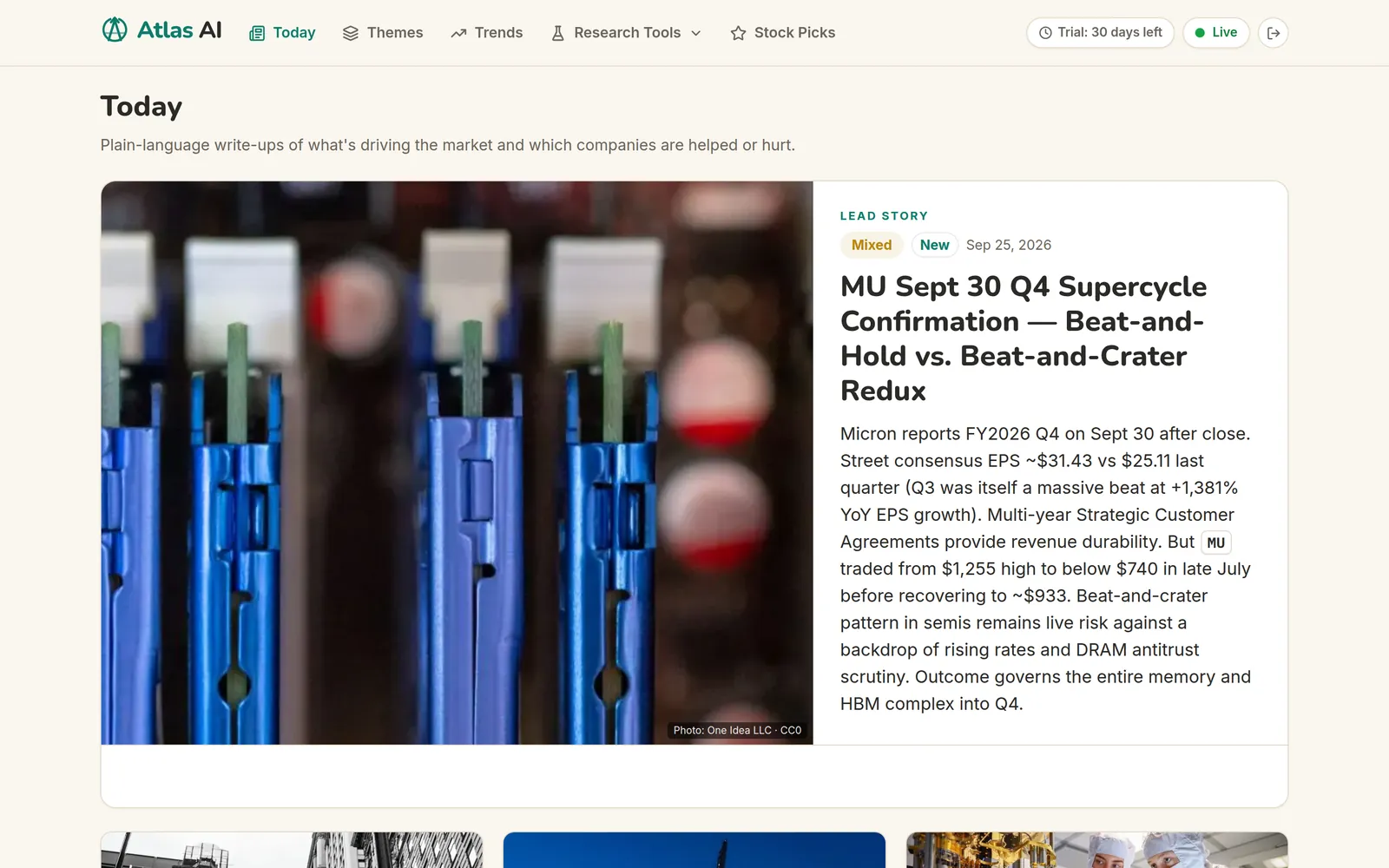 Atlas AI — Today — daily market stories